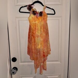Revolution Dancewear Orange Glitter Tulle Lyrical Dance Costume asymmetrical